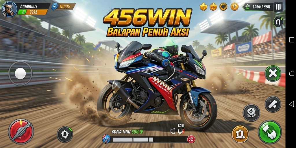 Tampilan gameplay 456WIN yang penuh aksi balapan motor.