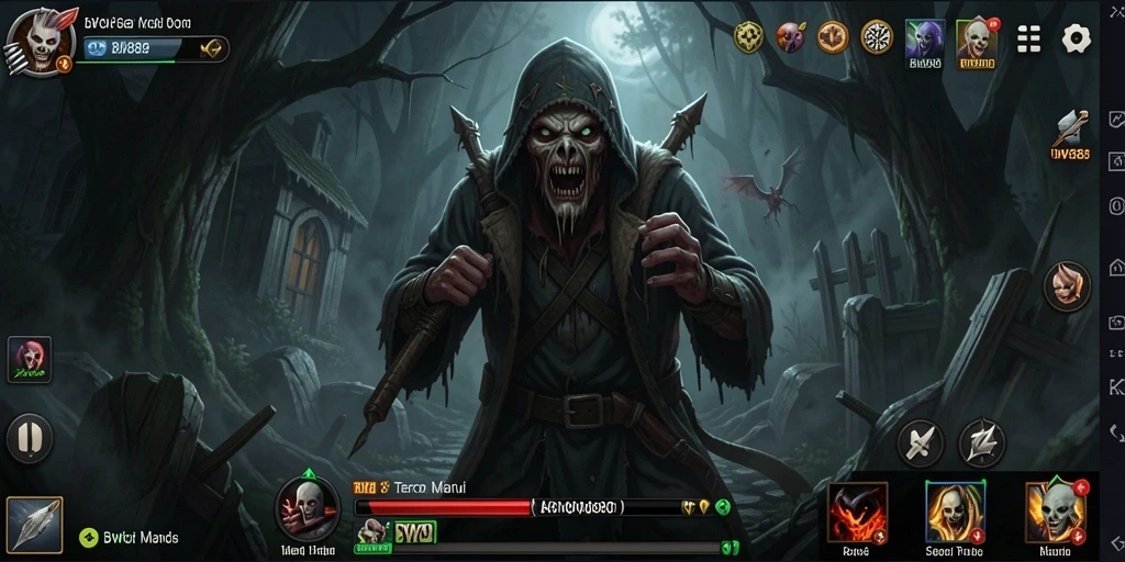 Screenshot gameplay BW888 menampilkan momen menakutkan dalam kegelapan.