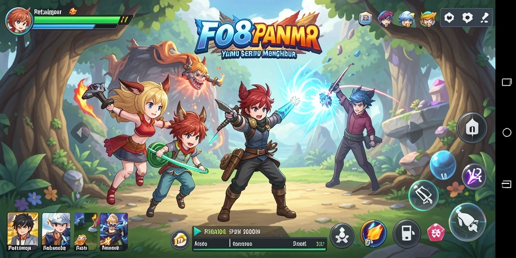Screenshot gameplay FO8 menampilkan karakter Anime dalam pertarungan epik.