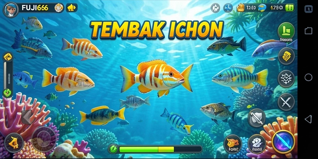 Tampilan gameplay FUJI66 dengan aksi tembak ikan yang seru.