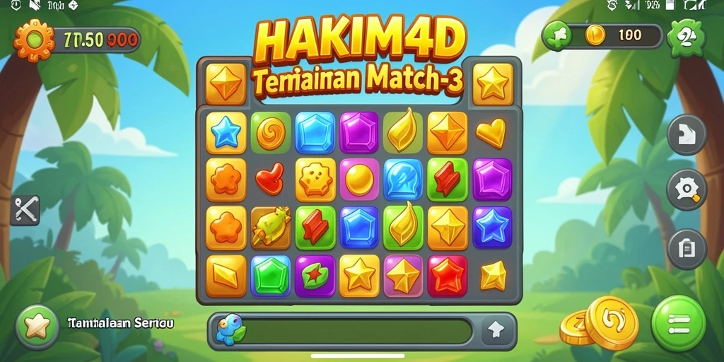 Tampilan menarik gameplay HAKIM4D dalam misi Match-3 seru.