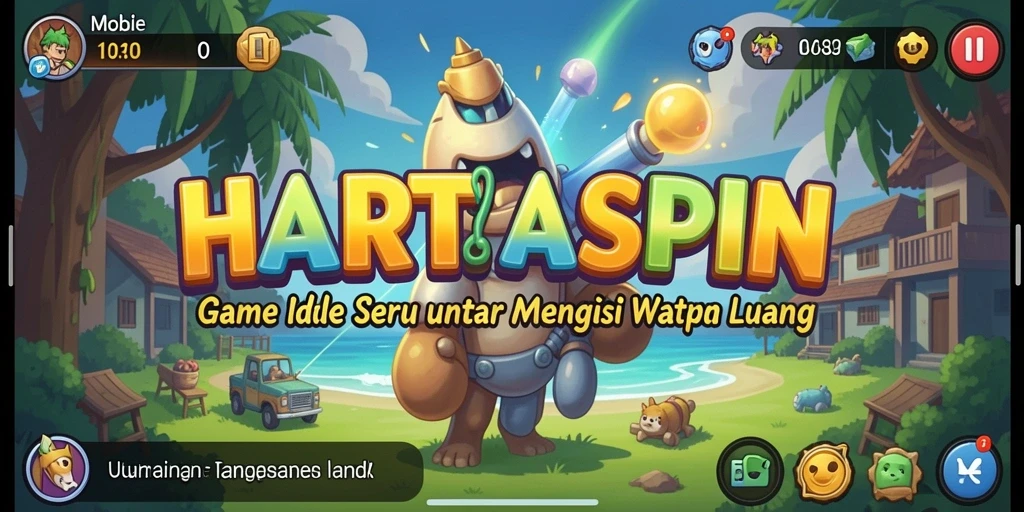 Screenshot HARTASPIN menampilkan gameplay Idle yang seru dan interaktif.