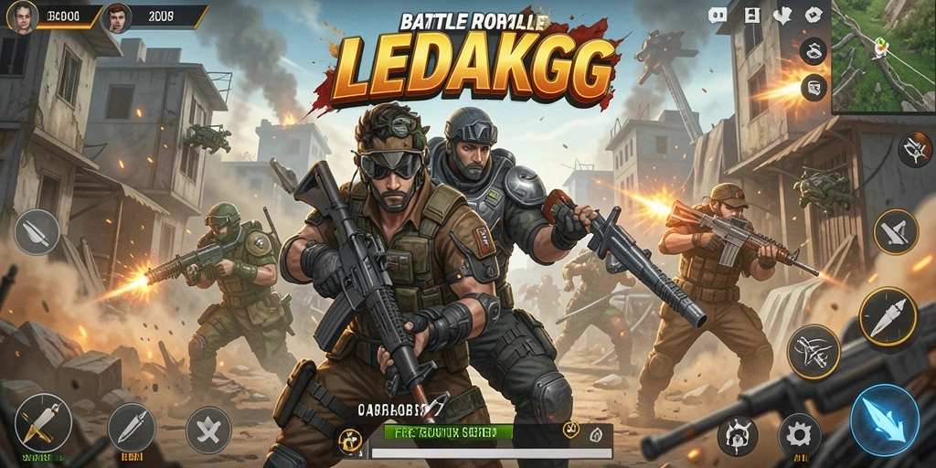 Tangkapan layar LEDAKGG dengan aksi pertempuran mendebarkan.