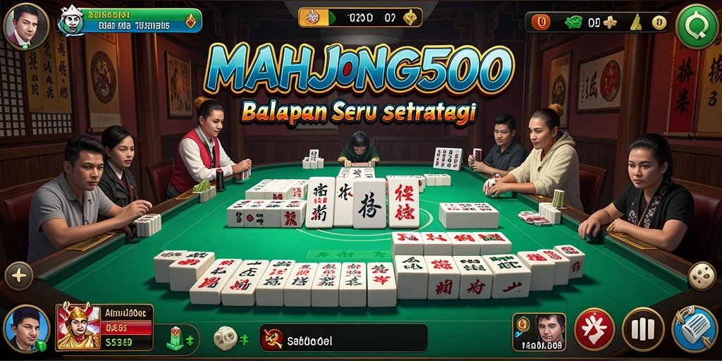 Tampilan gameplay balapan seru di MAHJONG500 dengan berbagai kendaraan.