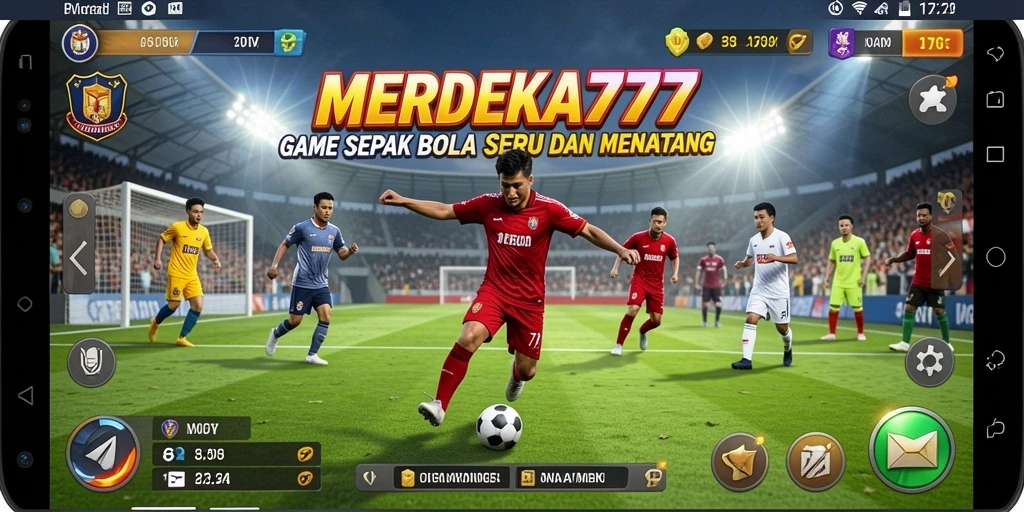 Gameplay MERDEKA777 dengan aksi seru dari sepak bola.