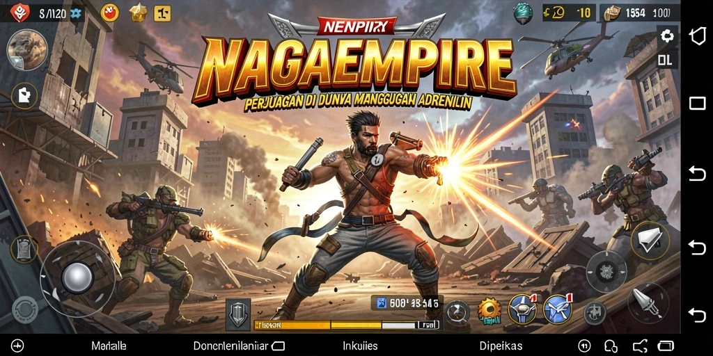 Gameplay NAGAEMPIRE yang penuh aksi dan tantangan seru.