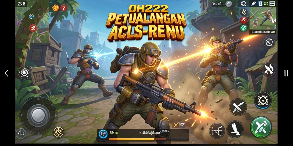 Screenshot gameplay <strong>OH222</strong> menunjukkan pertarungan epik dalam dunia fantasi.