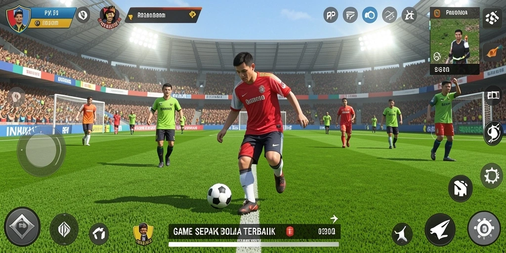 Tampilan gameplay PP7 yang menegangkan dengan aksi sepak bola nyata.
