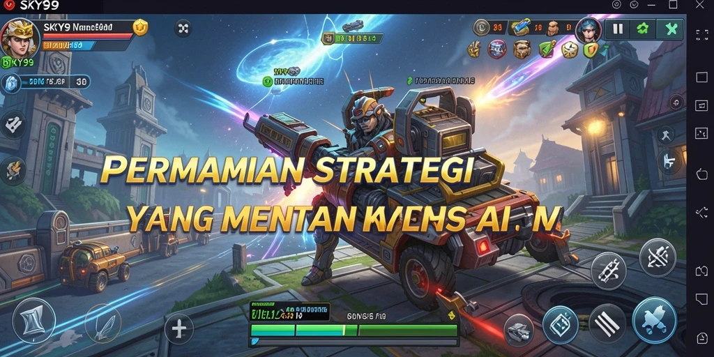Tangkapan layar utama <strong>SKY99</strong> yang menampilkan gameplay strategi yang dinamis.