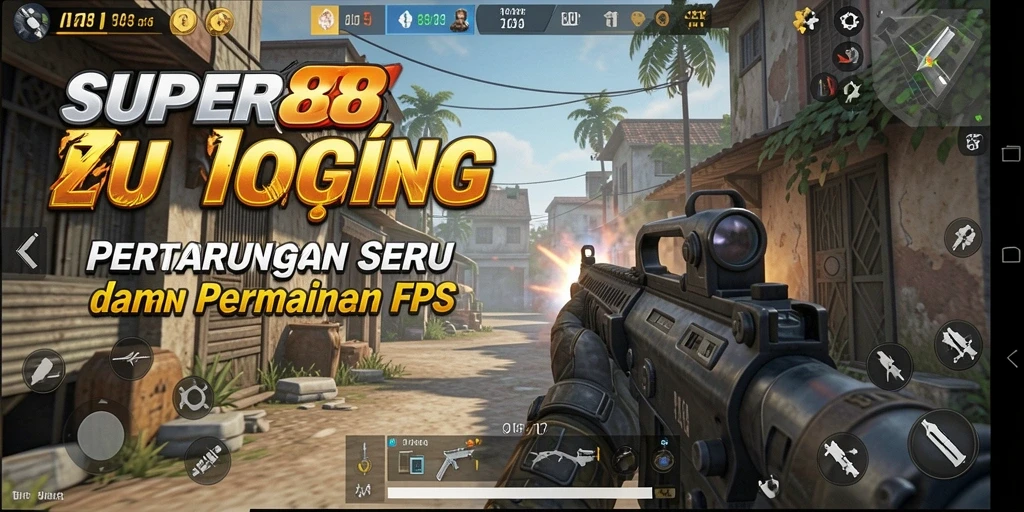 Screenshot <strong>SUPER88</strong> menunjukkan serunya aksi tembakan dalam permainan FPS.