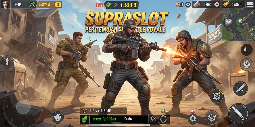 Tangkapan layar gameplay intens dari SUPRASLOT Battle Royale.