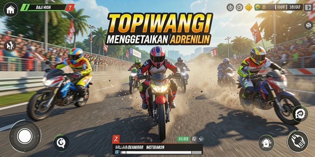 Gameplay balapan motor yang mendebarkan dan penuh aksi.