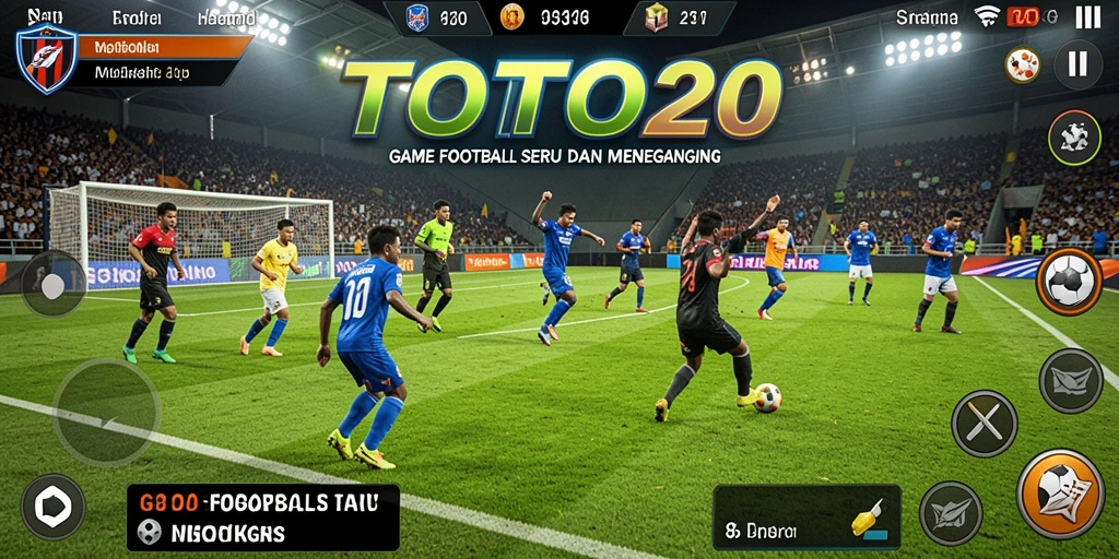 Tampilan gameplay TOTO20 yang seru dan kompetitif di lapangan sepak bola.