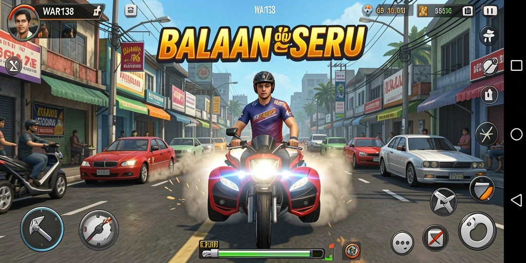 Screenshot gameplay Racing yang menampilkan aksi balapan mendebarkan.