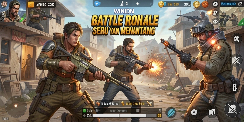 Gameplay seru WINIDN dengan pertarungan Battle Royale yang mendebarkan.