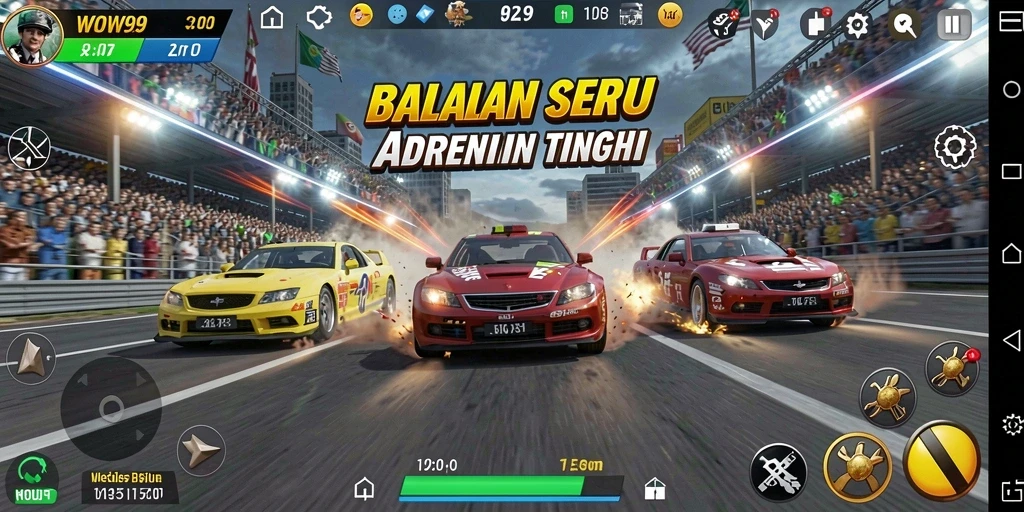Tampilan gameplay balap WOW99 yang menegangkan dan penuh aksi.
