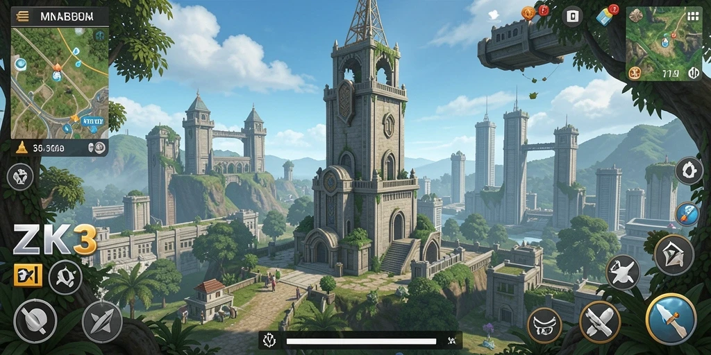 Tampilan gameplay ZK3 yang seru saat melawan gelombang musuh.